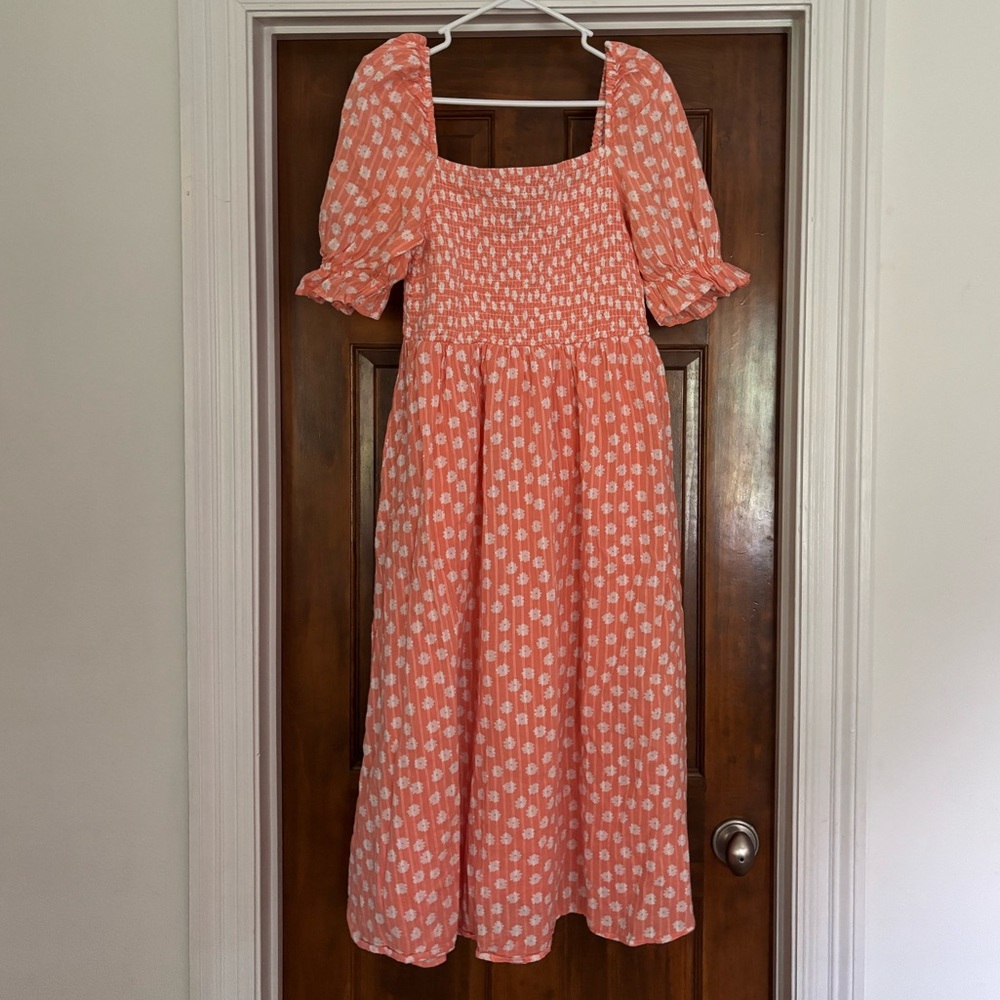 New Look Coral Floral Midi Dress
